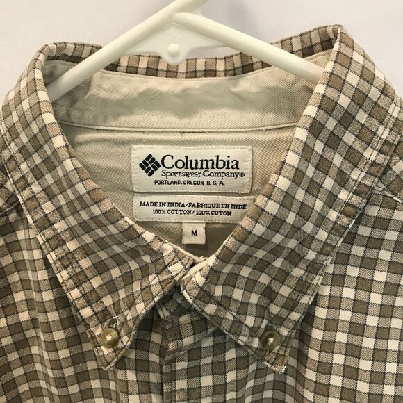 Columbia Men's Classic Long Sleeve Outdoor Shirt Sz Medium Tan Check Activewear - Picture 3 of 16